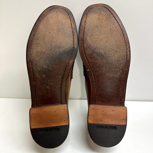 EXCELLENT Rancourt & Co. Horsebit Loafers UNWORN HEELS Tan Calf Handsewn USA 11 - Picture 2 of 12